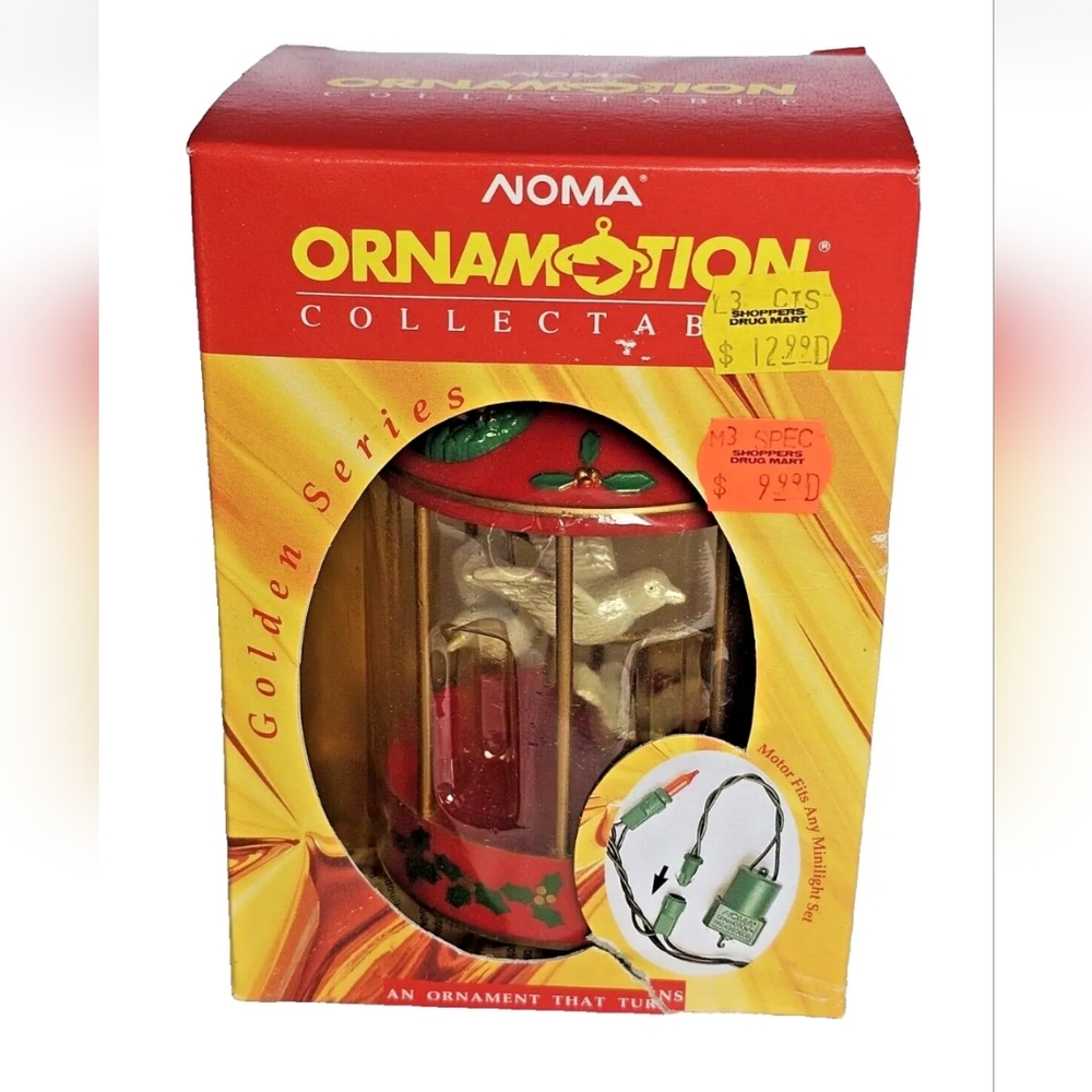 VTG Christmas Noma Ornamotion Collectible GOLDEN SERIES Rotating Ornament Doves